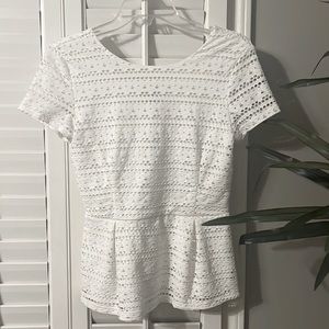 Apt. 9 white eyelet peplum top PS